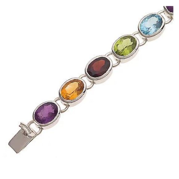QVC Sterling Silver 18 cttw Bezel Set Multi Gemstone Bracelet - Picture 5 of 10
